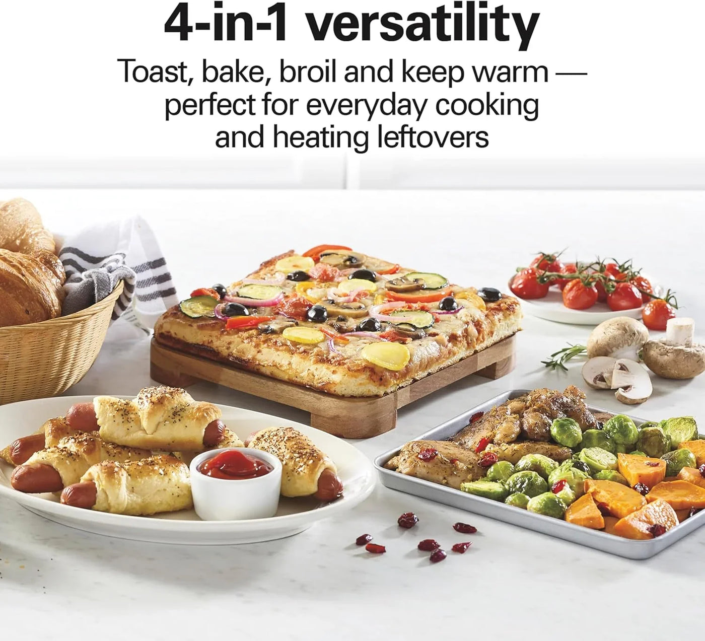 Countertop Toaster Oven & Pizza Maker Large 4-Slice Capacity, Stainless Steel (31401)