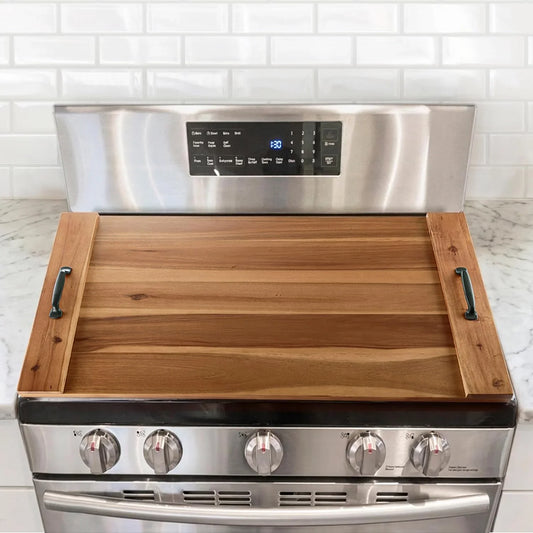 Noodle Board Stove Cover, Acacia Wood Stove Top Board for Gas Burners and Electric Stove, Extra Thick Wooden RV Stovetop/Sink Cover - Tray for Kitchen Counter Space