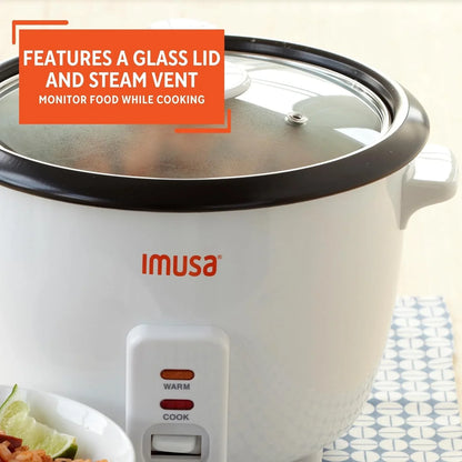 USA GAU-00012 Electric Nonstick Rice Cooker 5-Cup (Uncooked) 10-Cup (Cooked), White