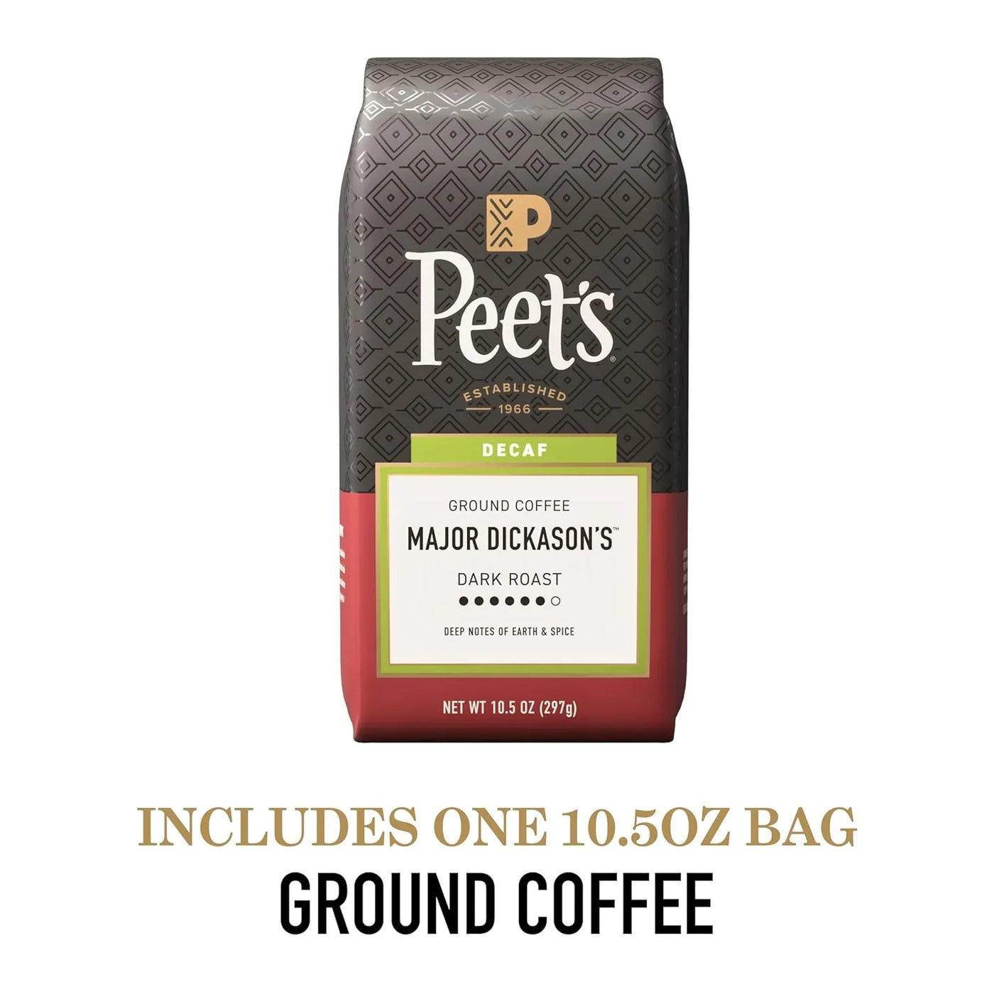 , Dark Roast Ground Coffee, Decaffeinated Arabica Coffee - Decaf Major Dickason'S Blend 10.5 Ounce Bag