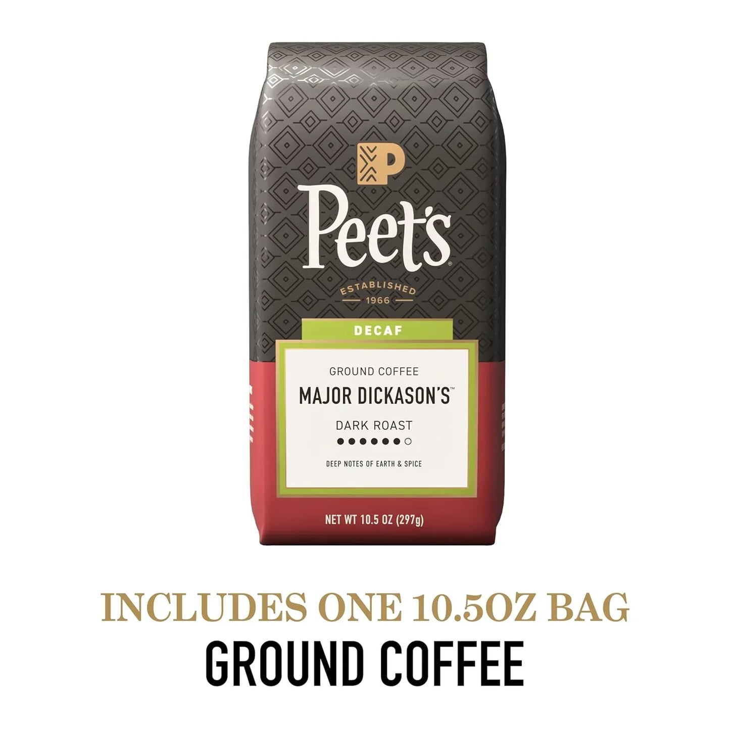 , Dark Roast Ground Coffee, Decaffeinated Arabica Coffee - Decaf Major Dickason'S Blend 10.5 Ounce Bag