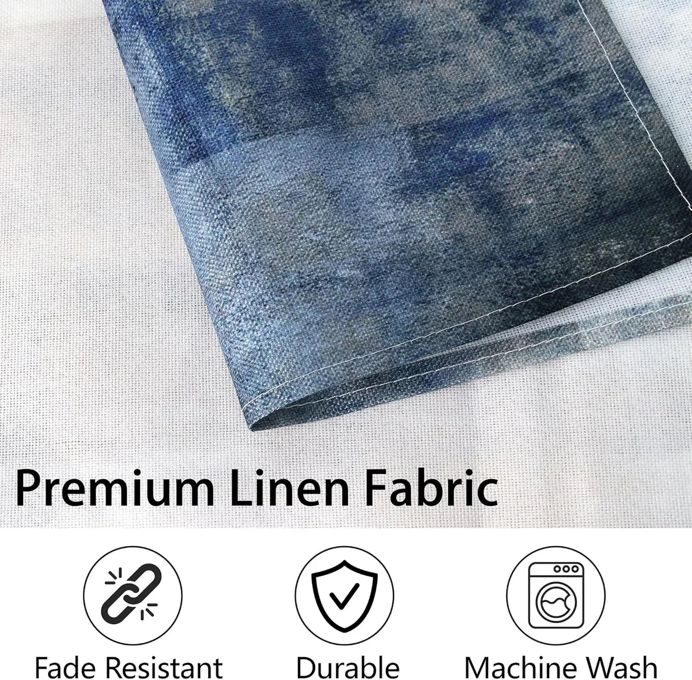 Blue and Gray Placemats Washable, Linen Rectangular Place Mats Set of 4, Dining Table Decor for Living Room, Kitchen, Farmhouse and Outdoor (White Gray, 12X18 Inch)