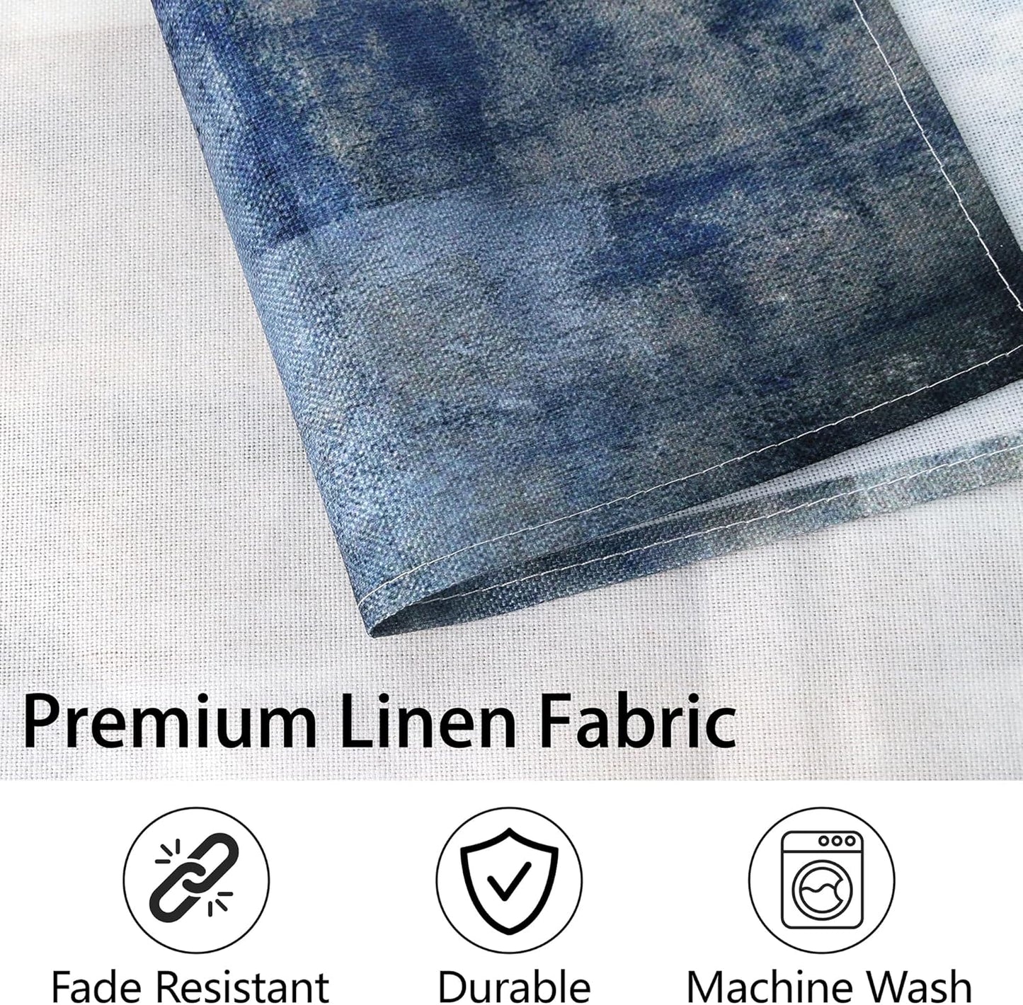 Blue and Gray Placemats Washable, Linen Rectangular Place Mats Set of 4, Dining Table Decor for Living Room, Kitchen, Farmhouse and Outdoor (White Gray, 12X18 Inch)