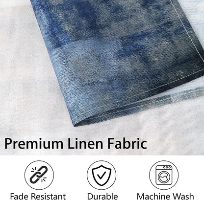Blue and Gray Placemats Washable, Linen Rectangular Place Mats Set of 4, Dining Table Decor for Living Room, Kitchen, Farmhouse and Outdoor (White Gray, 12X18 Inch)