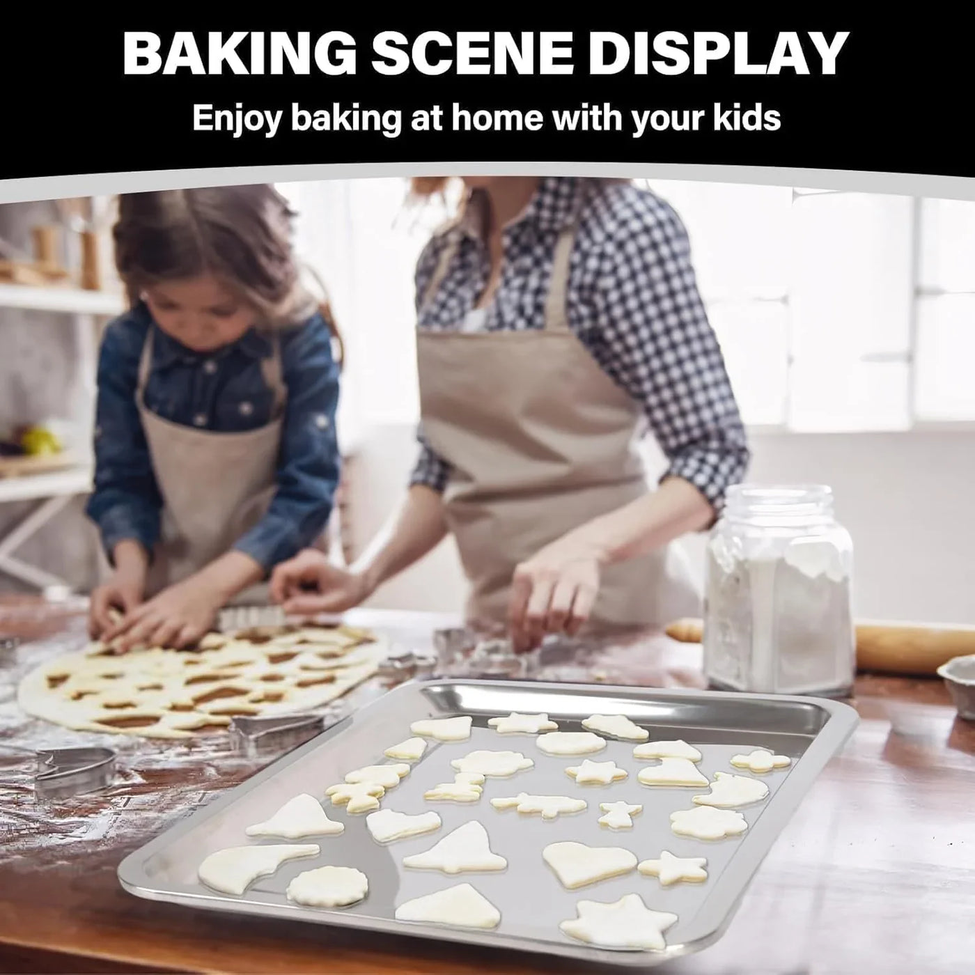 Set of 3 Baking Sheet, Stainless Steel Cookie Sheet Baking Sheet Pan, 9/12/16 Inch Cookie Tray Pans for Baking, Non Toxic & Easy Clean