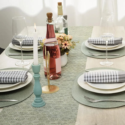 Placemats Set of 6 for Dining Table Washable Woven Non-Slip 18X12 Inches Placemat Heat-Resistant Durable Table Mats for Dining Table Easy to Clean (Sage Green, 6)