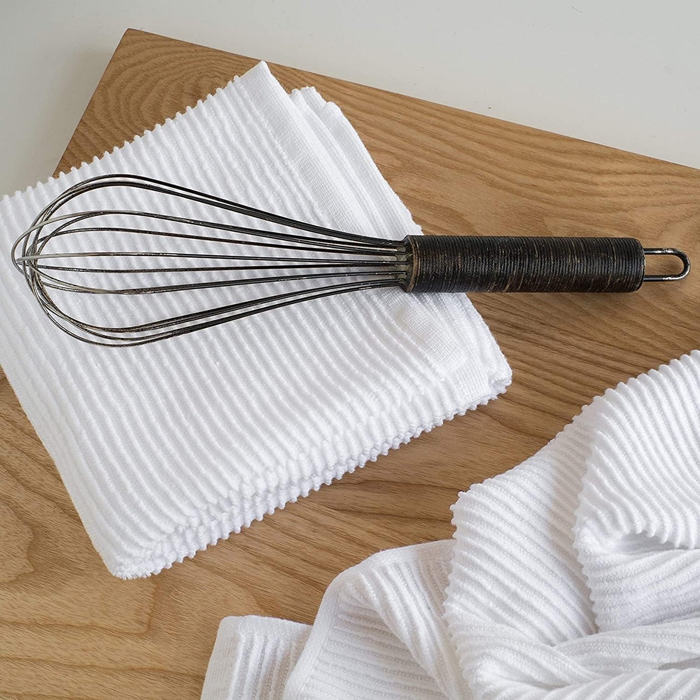 Ripple Cotton Dish Towels White 18 X 28In, Set of 2