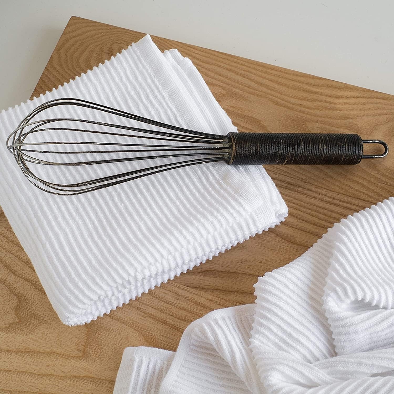 Ripple Cotton Dish Towels White 18 X 28In, Set of 2