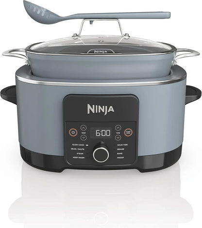 MC1001 Foodi Possiblecooker PRO 8.5 Quart Multi-Cooker, with 8-In-1 Slow Cooker, Dutch Oven, Steamer, Glass Lid Integrated Spoon, Nonstick, Oven Safe Pot to 500°F, Sea Salt Gray