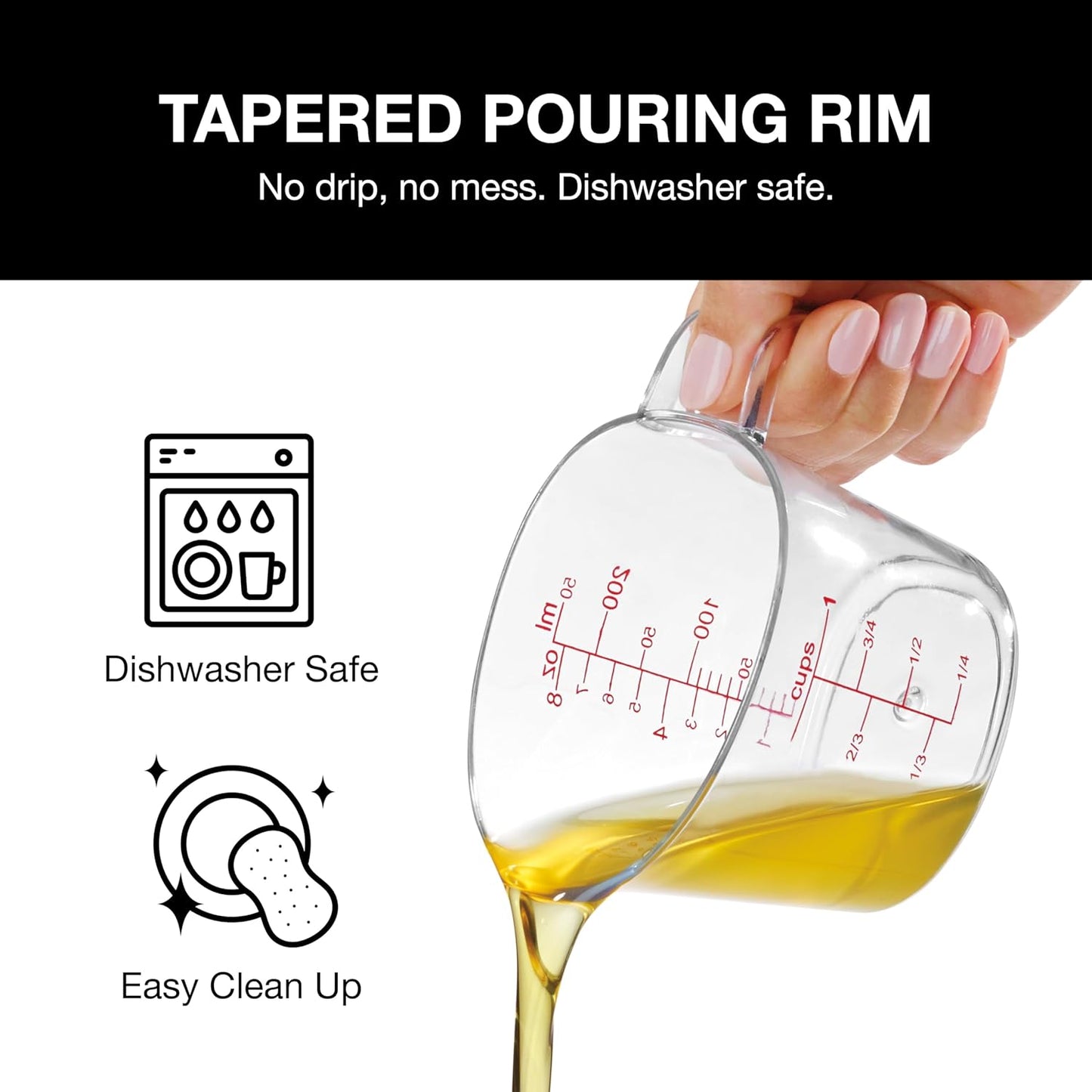 Nesting Liquid Measuring Cups, Clear, 3-Piece, CTG-00-3MC