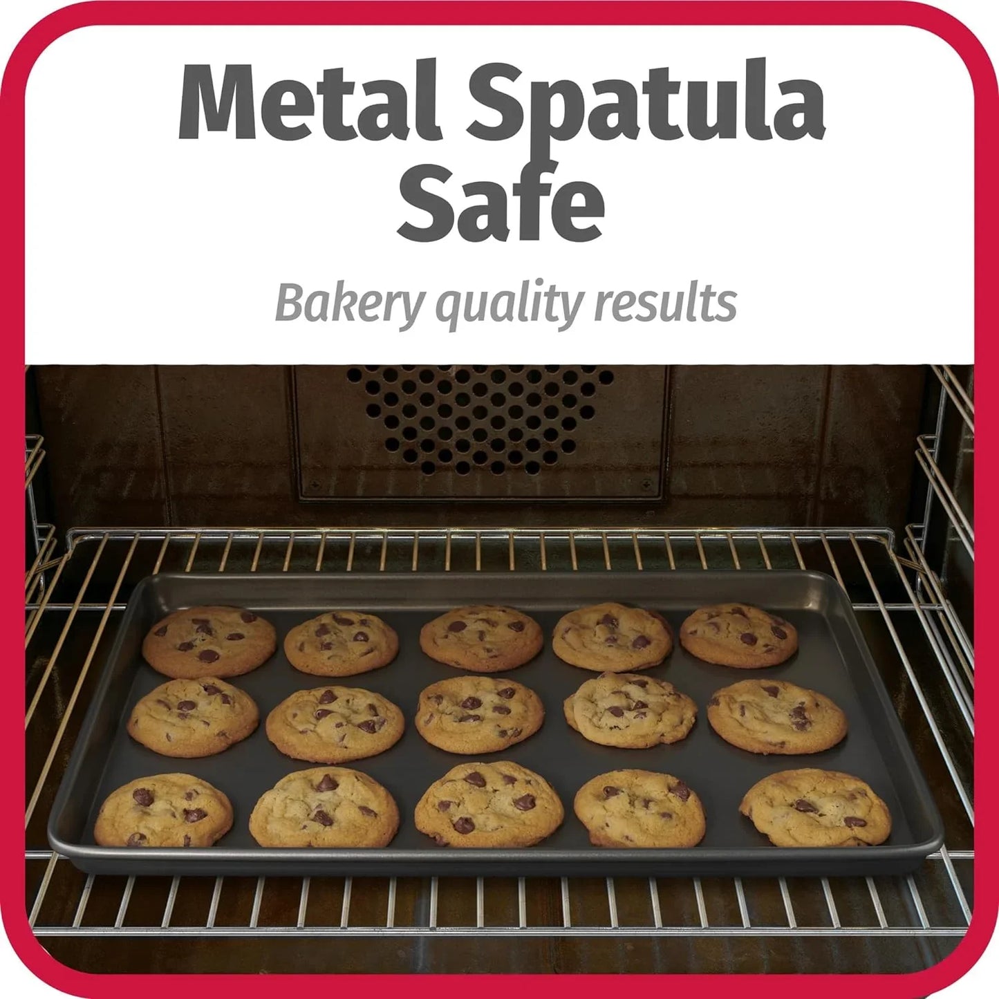 Everyday Nonstick Baking Sheet Set, 3 Pack Includes One Small, Medium & Large Pan Carbon Steel Construction Cookie Sheet Bakeware Set, Gray