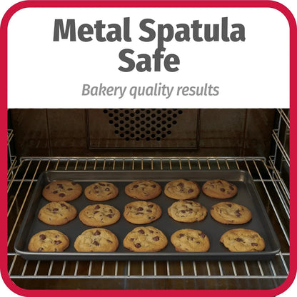 Everyday Nonstick Baking Sheet Set, 3 Pack Includes One Small, Medium & Large Pan Carbon Steel Construction Cookie Sheet Bakeware Set, Gray