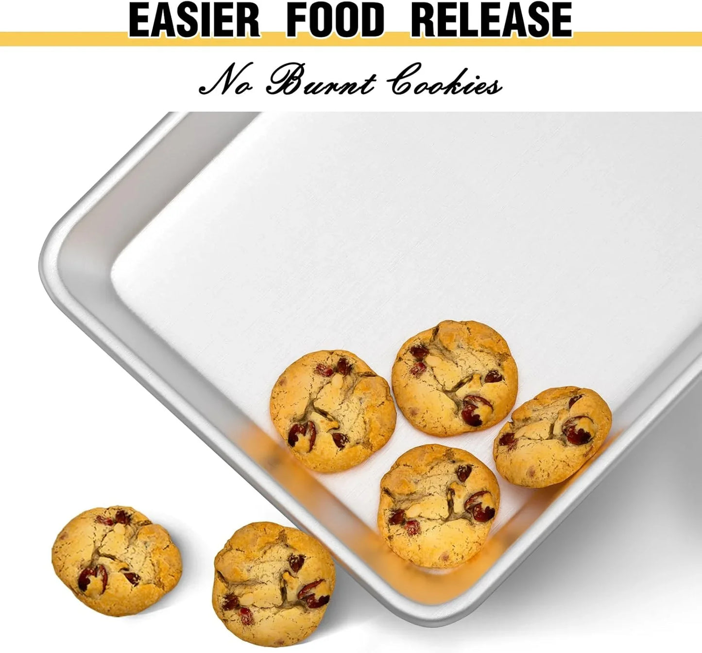 Commercial Quality Baking Sheet Pan Set, Natural Aluminum Cookie Sheet,  Warp Resistant Baker'S Half Sheet Pan, Large Thick Cookie Tray Pans for Baking, Roasting(2 Pack, 18X13In)