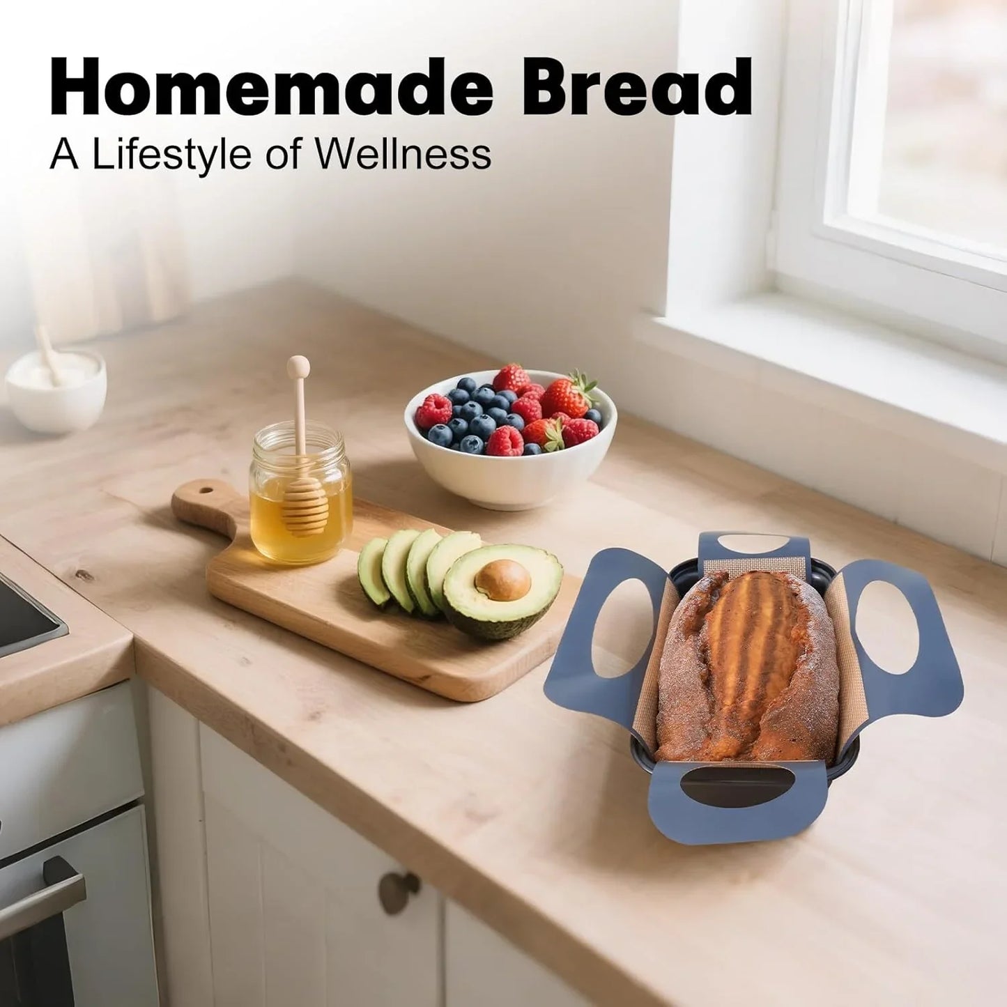 Loaf Pan with Liners Set: 2-Pack Nonstick 9 X 5 Inch Bread Pan and Loaf Liners for Homemade Oven Baking - Rectangular Baking Tray for Kitchen Home Baker Make Sourdough Banana Sandwich Bread