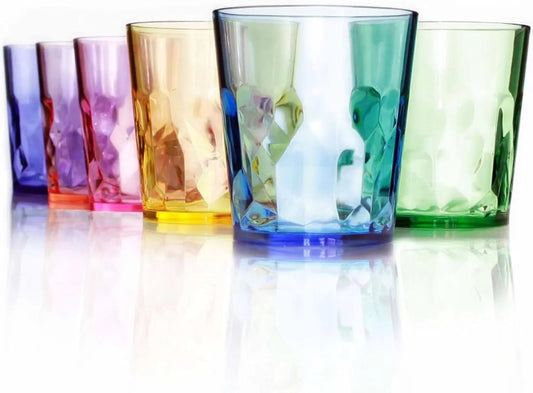 - 13Oz Unbreakable Premium Drinking Glasses Set of 6 - Made in Japan - Super Grade Acrylic Plastic - Perfect for Gifts - Dishwasher Safe - Cups Reusable Drinkware Tumblers Kids