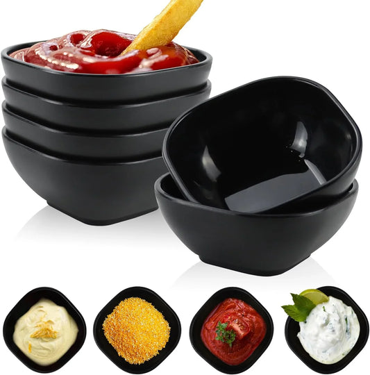 6 Pack Wheat Straw Dipping Bowls 5Oz,Alternative Plastic Soy Sauce Dishes,Unbreakable Small Dessert Bowls Microwave and Dishwasher Safe for Snack,Sushi,Condiment (Black Series)