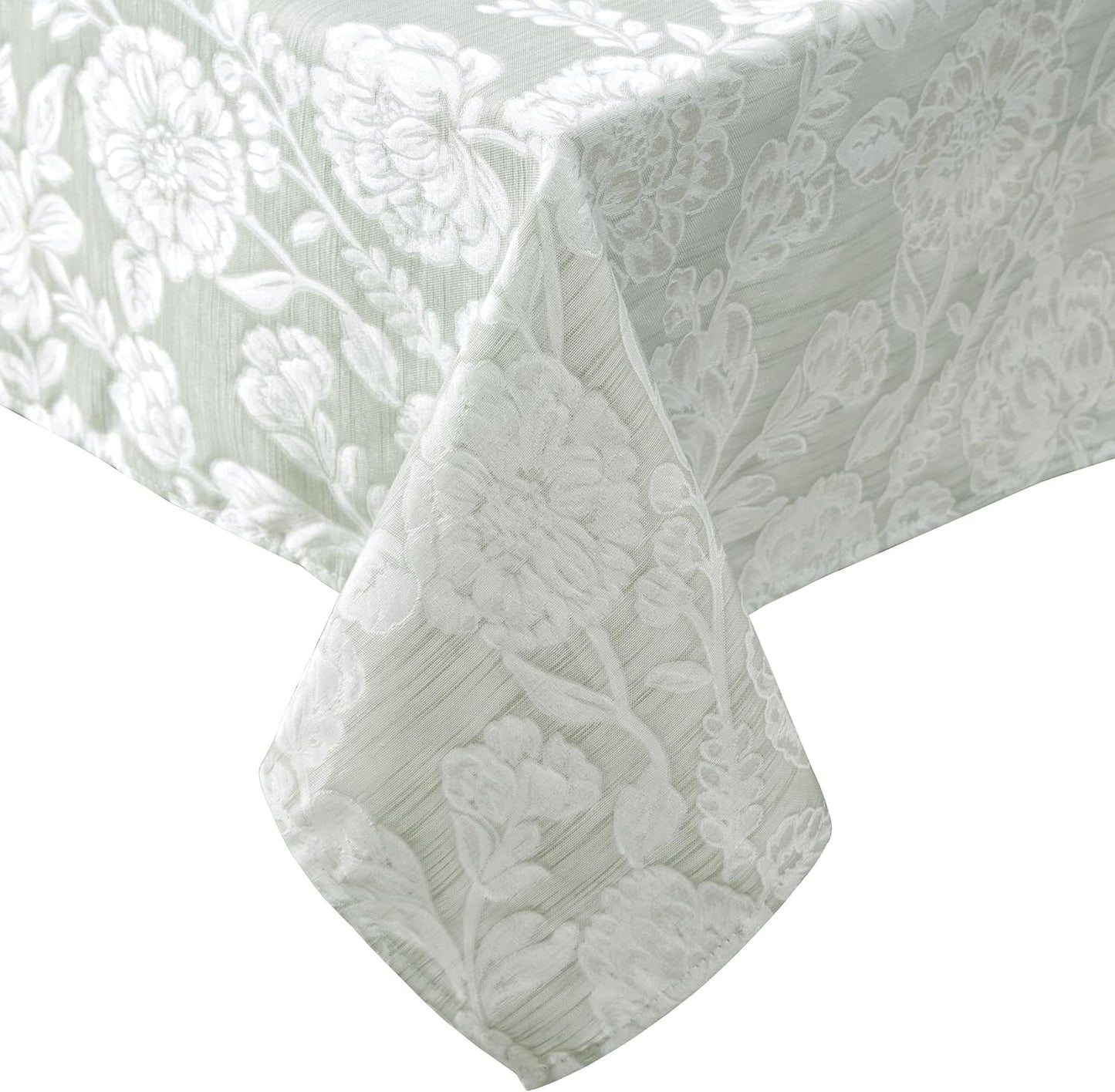 Annaleigh Tablecloth Jacquard Fabric, Wrinkle Resistant for Dining, Holiday, Party, Wedding or Banquet, 60" X 120", Sage