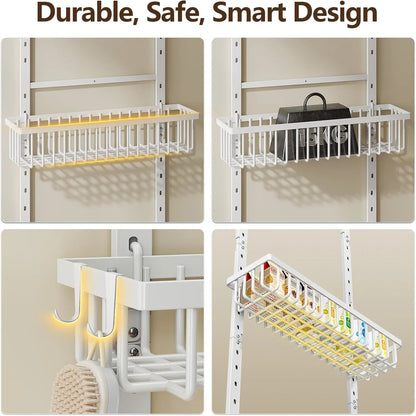9 Tier over the Door Pantry Organizer, 2 in 1 Wall Mount or Hanging Spice Rack with Adjustable Basket, Seasoning Organizer and Storage for Kitchen Cabinet Closet Bathroom