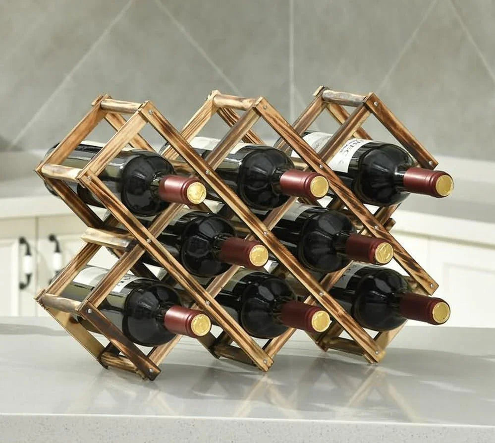 Freestanding Stackable Wine Rack Organizer for Countertop and Cabinets with Foldable Design and Scratch-Resistant Protector