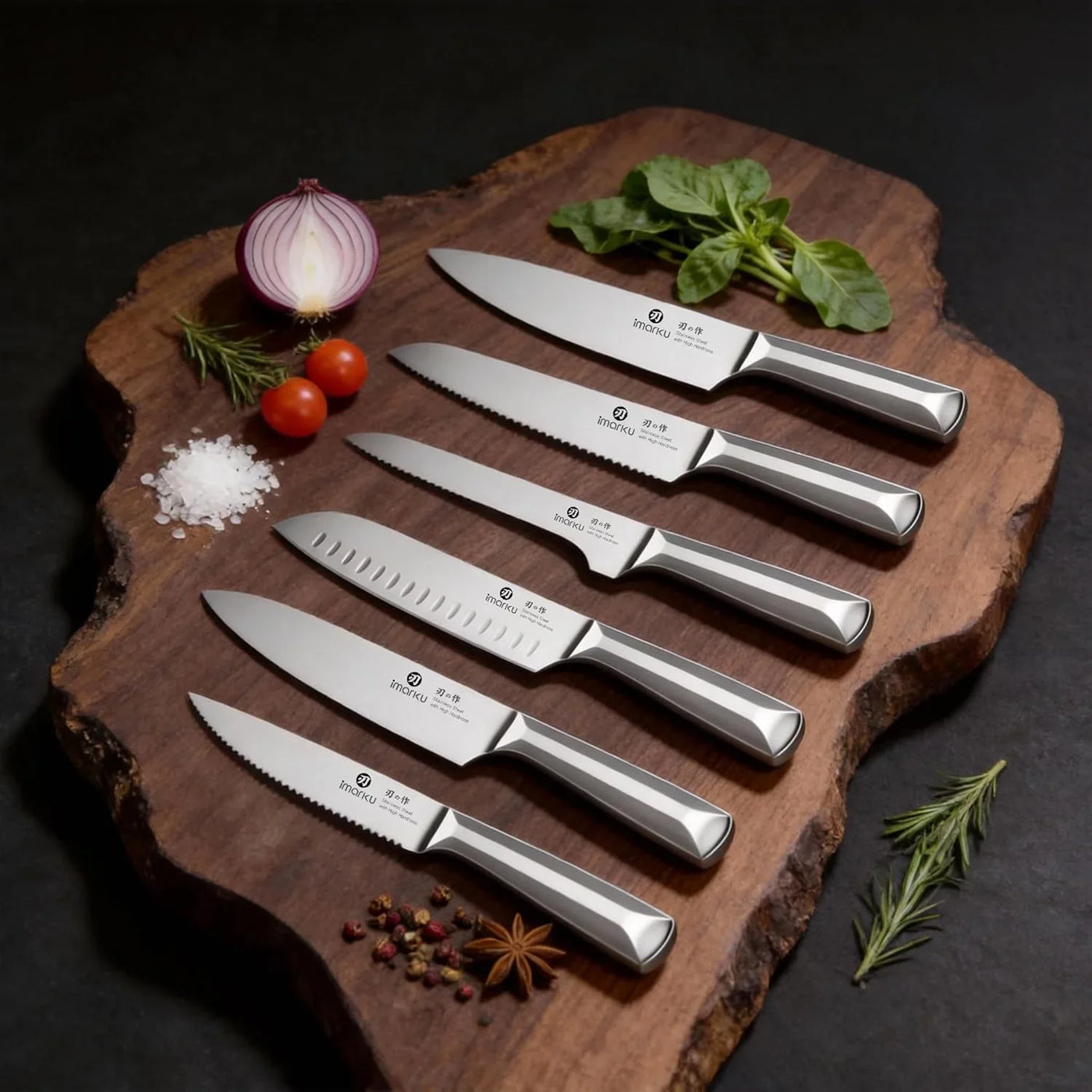 Knife Set, Kitchen Knife Set with Block & Sharpener, 16PCS Japanese High Carbon Stainless Steel Ultra Sharp Knife Block Set, Ergonomic Non-Slip Handle, Dishwasher Safe, Perfect Gifts