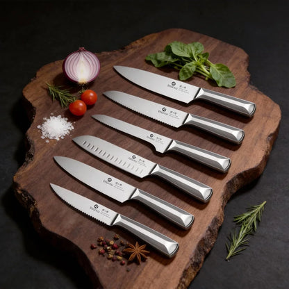 Knife Set, Kitchen Knife Set with Block & Sharpener, 16PCS Japanese High Carbon Stainless Steel Ultra Sharp Knife Block Set, Ergonomic Non-Slip Handle, Dishwasher Safe, Perfect Gifts