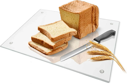 Small Glass Cutting Board,Clear Tempered Glass for Kitchen 1 Pcs (8"X12"),With Rubber Feet,Non-Slip,Durable Shatter Resistant,Dishwasher Safe,Scratch Resistant,Heat Resistant