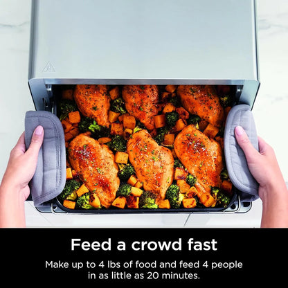 Air Fryer Toaster Oven Combo | 8-In-1 Functionality | Flip up & Away for Storage Space | Air Fry Basket, Sheet Pan, Wire Rack & Removable Crumb Tray |1800 Watt | Stainless Steel | SP151