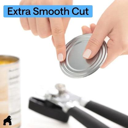 Hands holding smooth-cut can lid with can opener, ideal for kitchen tools and easy food prep