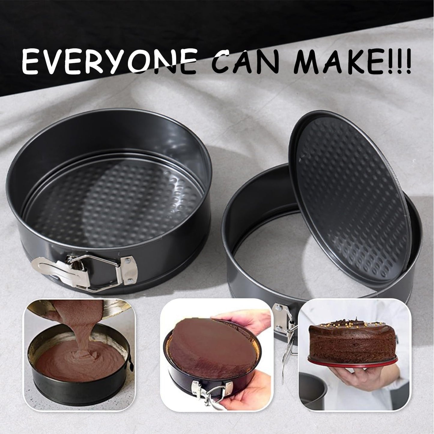 168Pcs Cake Pan Sets for Baking + Cake Decorating Supplies: 3 Non-Stick Springform Pans Set (6, 8, 10 Inches), Icing Tips – Multi-Functional Leak-Proof Cheesecake Pan