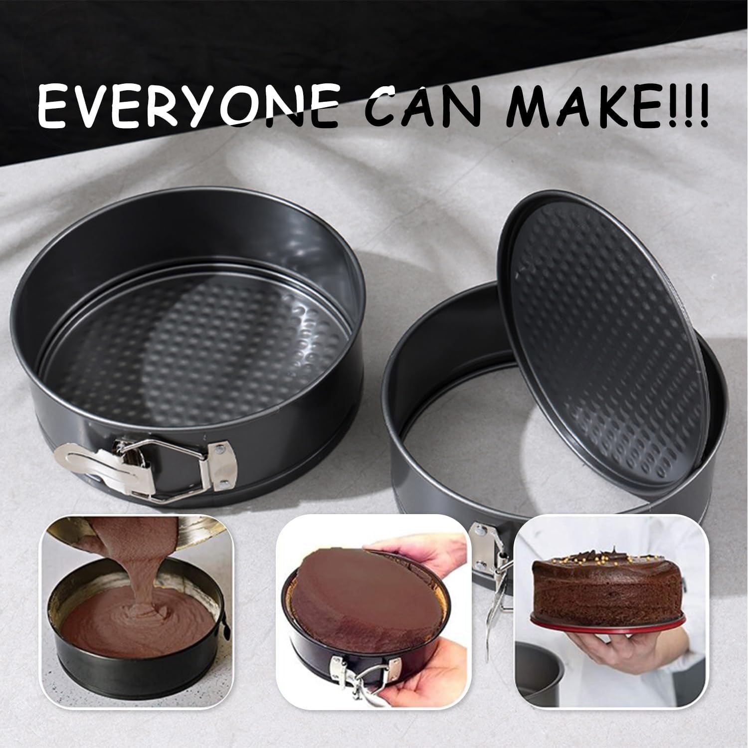 168Pcs Cake Pan Sets for Baking + Cake Decorating Supplies: 3 Non-Stick Springform Pans Set (6, 8, 10 Inches), Icing Tips – Multi-Functional Leak-Proof Cheesecake Pan