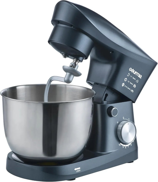 5 Quart 10-Speed Electric Stand Mixer with Bowl + Shield, Dough Hook, Whisk and Beater - Household Kitchen Standing Dough Maker Machine