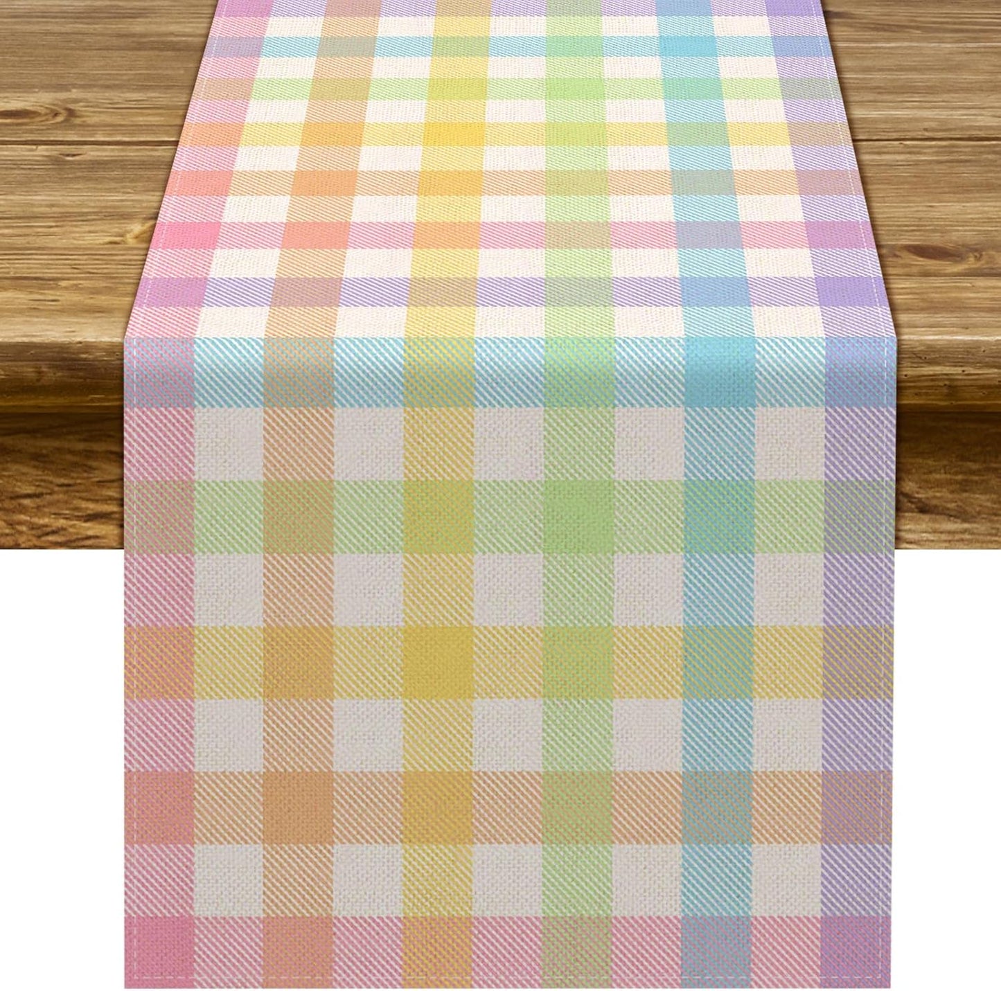 Easter Buffalo Plaid Check Table Runner Spring Holiday Farmhouse Fireplace Kitchen Dining Room Home Party Decoration (13" X 72")