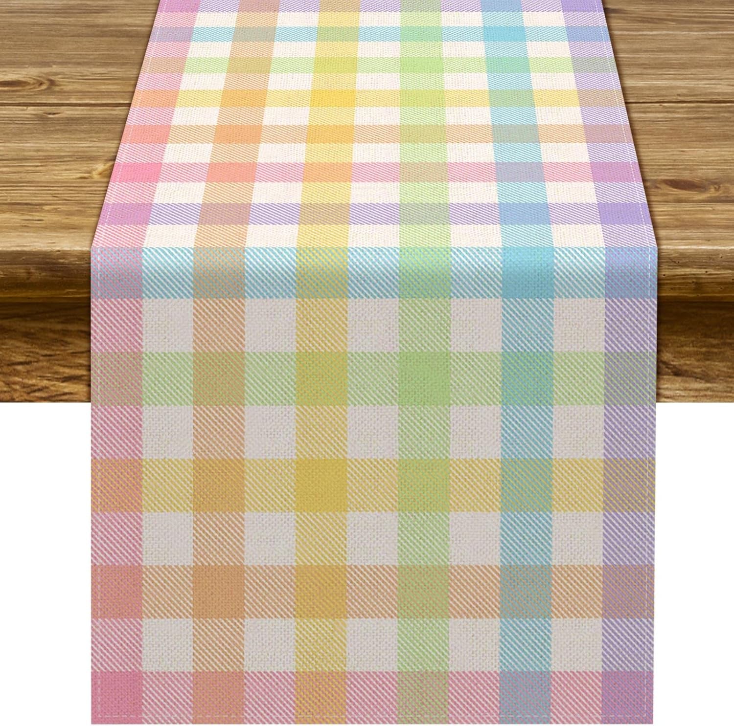 Easter Buffalo Plaid Check Table Runner Spring Holiday Farmhouse Fireplace Kitchen Dining Room Home Party Decoration (13" X 72")