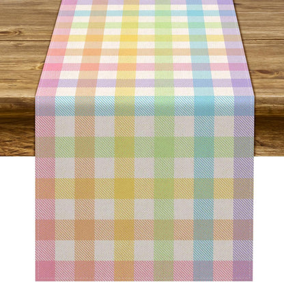 Easter Buffalo Plaid Check Table Runner Spring Holiday Farmhouse Fireplace Kitchen Dining Room Home Party Decoration (13" X 72")