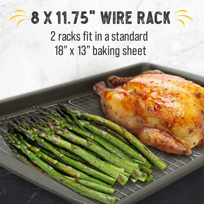 Cooling Rack for Cooking and Baking - 8” X 11 ¾" Set of 2 Stainless Steel, Oven Safe Grid Wire Cookie Cooling Racks