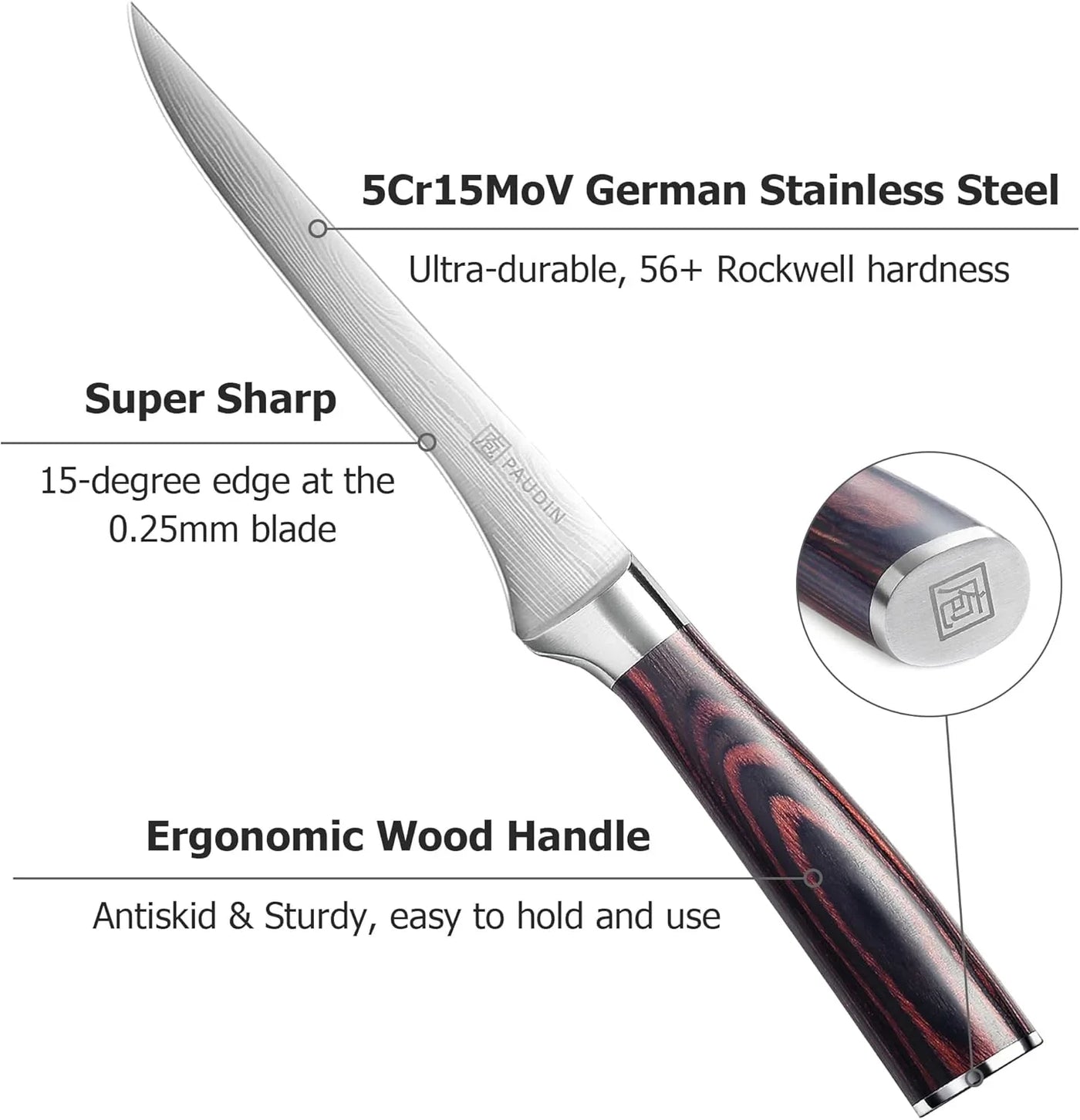 Boning Knife 6 Inch, Super Sharp Fillet Knife, German High Carbon Stainless Steel Deboning Knives, Professional Boning Knives for Meat Poultry Chicken, Pakkawood Handle with Gift Box