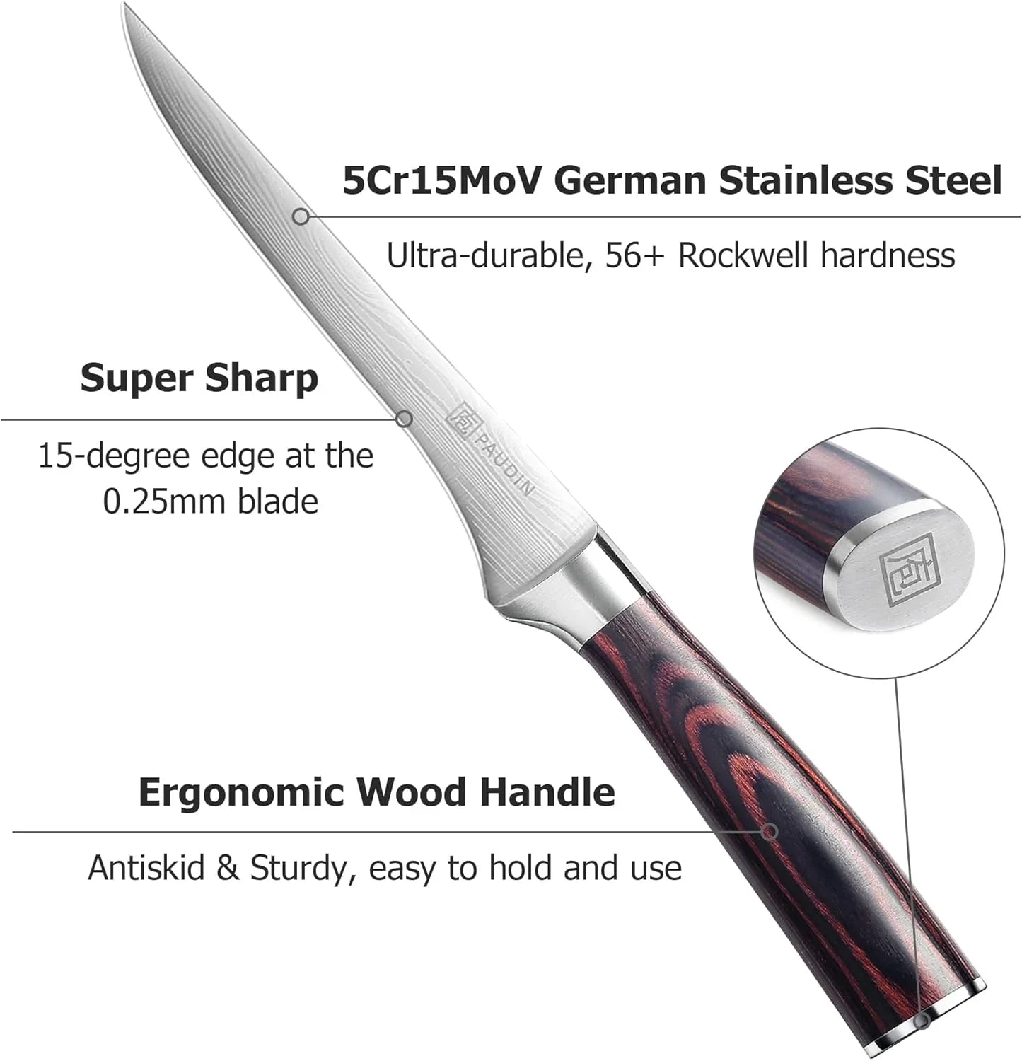 Boning Knife 6 Inch, Super Sharp Fillet Knife, German High Carbon Stainless Steel Deboning Knives, Professional Boning Knives for Meat Poultry Chicken, Pakkawood Handle with Gift Box