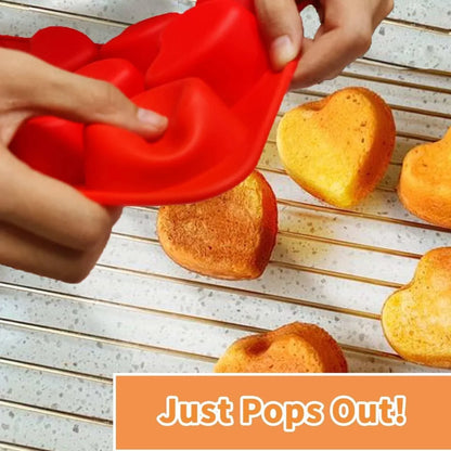 Silicone Heart Muffin Pan (2 Pack) - Nonstick Silicone Molds for Baking, Cupcake Pan for Brownies, Tartlets and Egg Bites