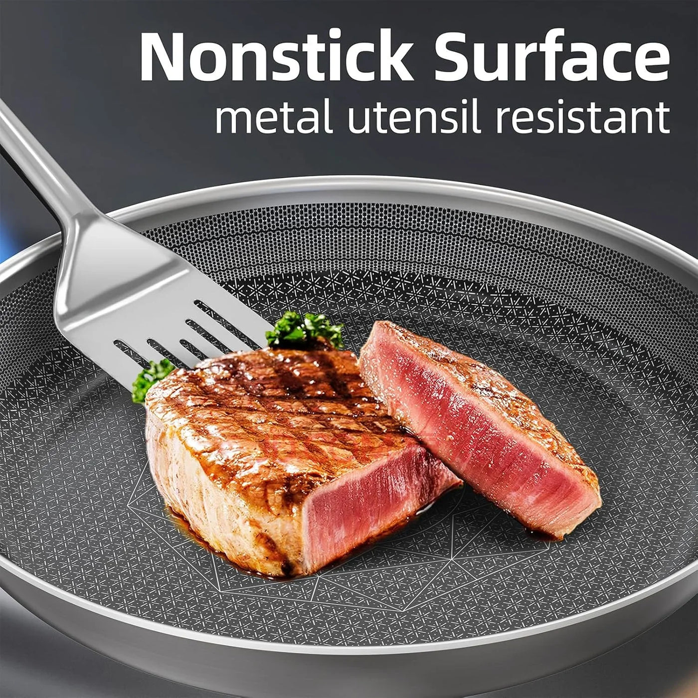 Stainless Steel Pans Set of 3 (8+10+12 Inch), Nonstick Frying Pans, Induction Pan Set, Chef'S Pan, Skillets Dishwasher & Oven Safe, Stay-Cool Handles, Compatible with All Cooktops