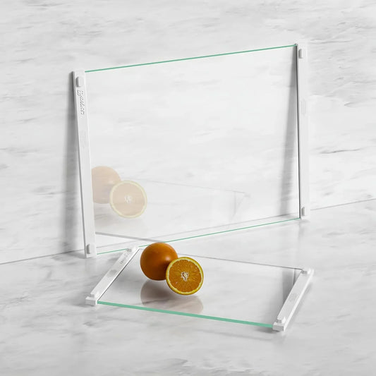 2Pcs Glass Cutting Boards for Kitchen(12X16" & 12X8"),Clear Tempered Glass Paired with White Silicone Grip,No Scratches/Microplastic-Free/Non Toxic,Excellent Gift for Mother'S Day and Father'S Day