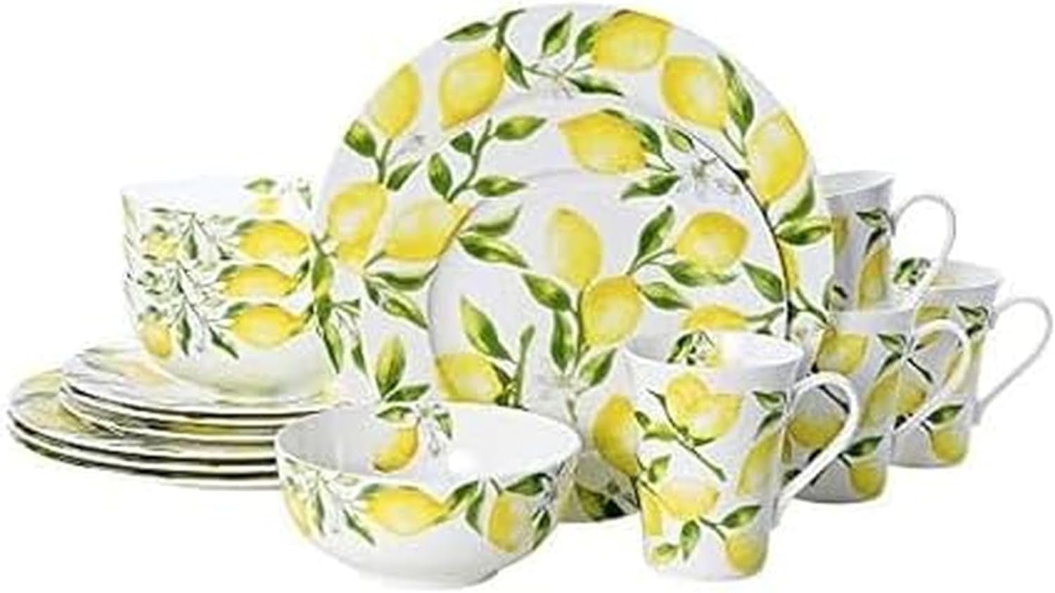 Lemons 16-Piece Dinnerware Set, Service for 4, Multicolor