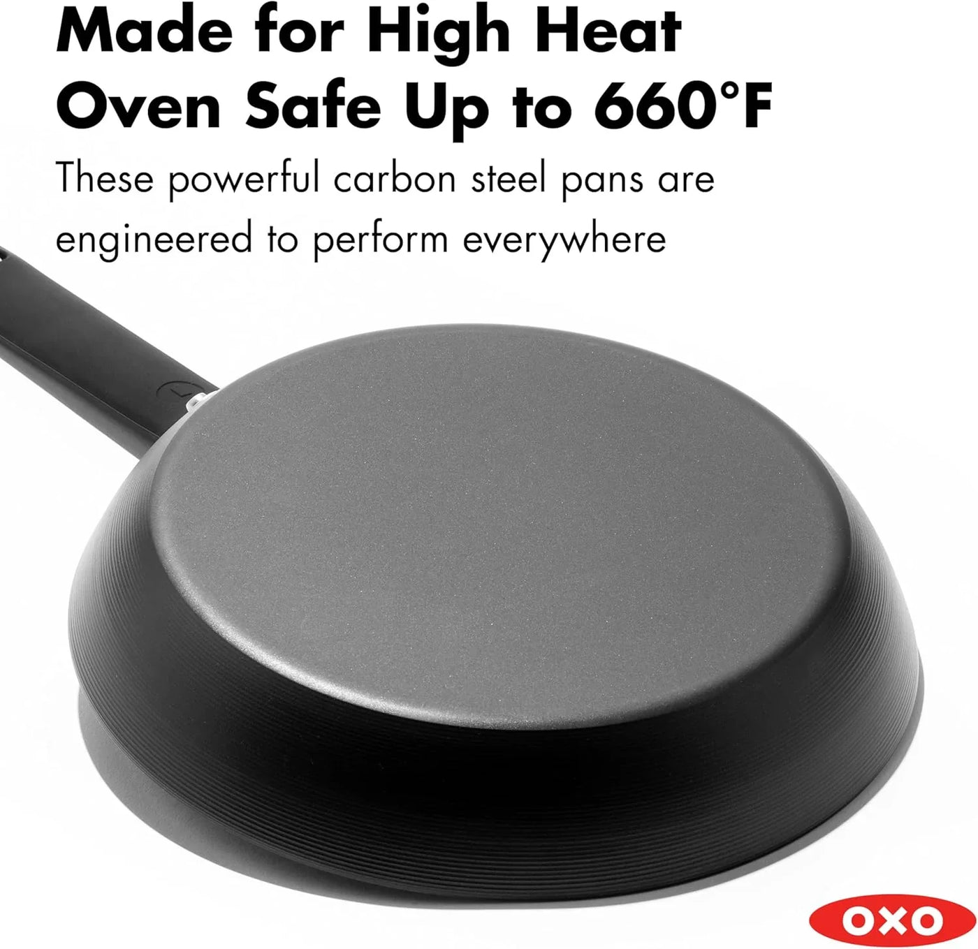 Obsidian Pre-Seasoned Carbon Steel, 10" Frying Pan Skillet with Removable Silicone Handle Holder, Induction, Oven Safe, Black