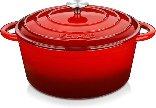 7.5 QT Dutch Oven Pot with Lid, Enameled Cast Iron Dutch Oven with Dual Handles for Sourdough Bread Baking, Cooking, Non-Stick Enamel Coated Cookware (RED)