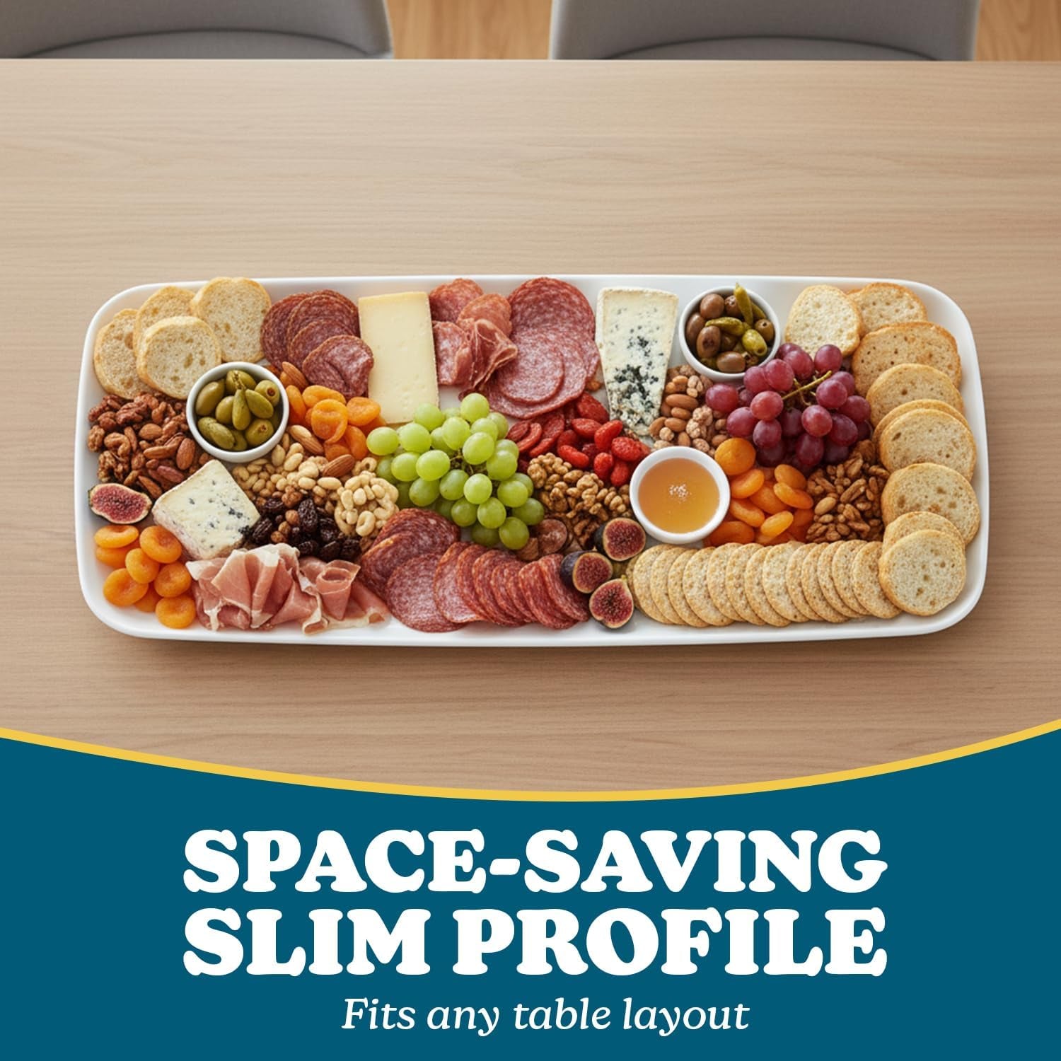 Rectangle White Serving Tray (2-Pack) - 17.5" Disposable Serving Platter for Appetizer, Fruits & Serving Dishes | Perfect Plastic Tray for Party Serveware