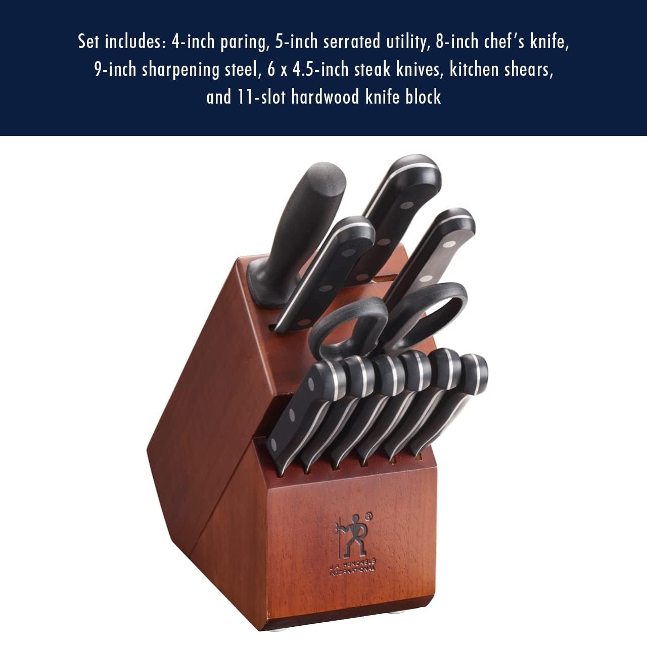 Solution Razor-Sharp 12-Pc Knife Set, Chef Knife, Bread Knife, Steak Knife, German Engineered Informed by 100+ Years of Mastery,Walnut