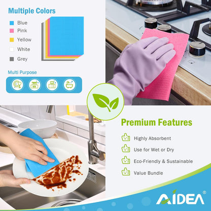 Swedish Dishcloths for Kitchen-10Pk, Absorbent Sponge Dish Cloth, Dishcloths for Washing Dishes, Reusable Paper Towels Dish Cloths, Swedish Towels for Home, Kitchen, Glass, 7" X 6"