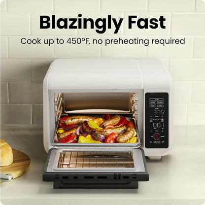 Air Fryer Toaster Oven Combo, Countertop Oven for Quick & Healthy Meals, Bake, Broil, Air Fry, Toast, and Bagel Functions, 450°F Max Temp, 4 Slice Toaster Oven Air Fryer Combo – Ivory