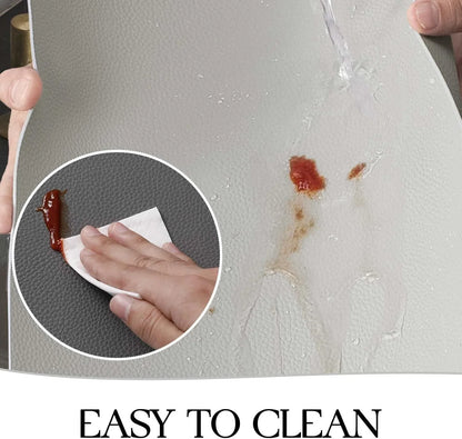 Vinyl Placemats Set of 4, Heat Resistant Place Mats 100% Waterproof Washable & Wipeable Faux Leather Reversible Table Mats for Kitchen Dining Party Indoor Outdoor, 12" X 17", Dark Light/Grey