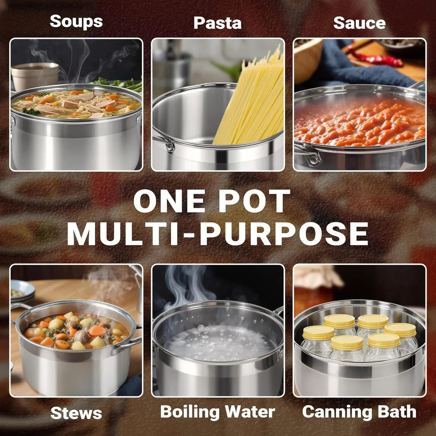 Stainless Steel Stock Pot - 8 Quart Heavy Duty Induction Cooking Pot with Visible Lid for Pasta, Soup, Spaghetti, Nonstick Thick Bottom Big Stockpot, Deep Cookware for Canning, Boiling, Simmer