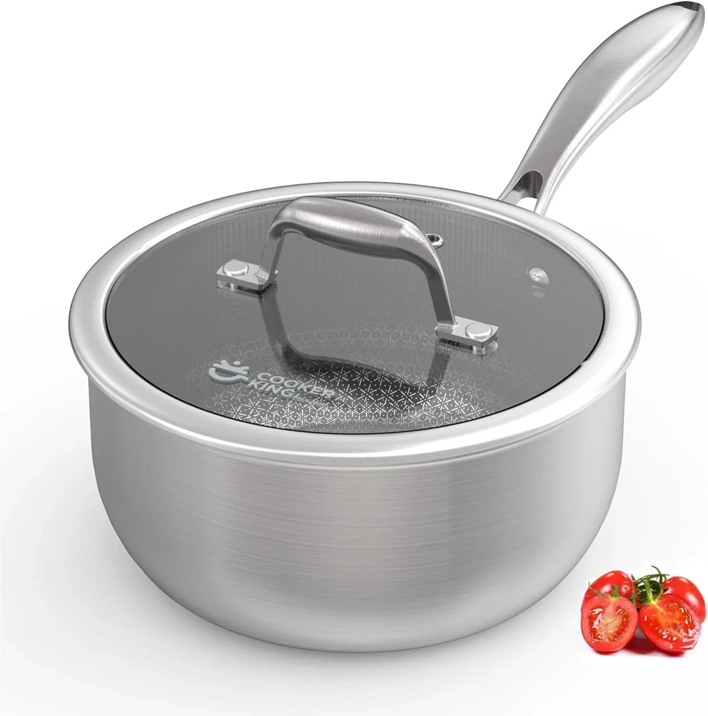 3 Quart Stainless Steel Saucepan, Nonstick Sauce Pan, Ceramic Suce Pot with Tempered Glass Lid, Induction Pot Compatible with All Cooktops, Dishwasher & Oven Safe(Pfas/Pfoa/Ptfe Free)